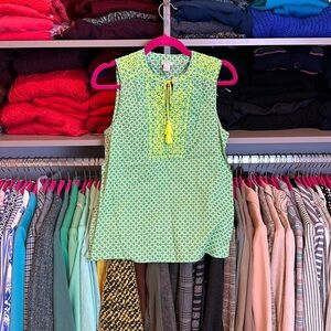 J Crew green/white/yellow print sleeveless top size 0​